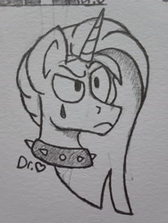 Size: 1932x2576 | Tagged: safe, artist:drheartdoodles, derpibooru import, princess celestia, alicorn, pony, alternate hairstyle, collar, female, goth, long mane, mare, punklestia, solo, traditional art