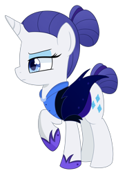 Size: 2800x3800 | Tagged: safe, artist:emera33, rarity, pony, unicorn, the cutie re-mark, alternate timeline, armor, clothes, night maid rarity, nightmare takeover timeline, raised hoof, simple background, solo