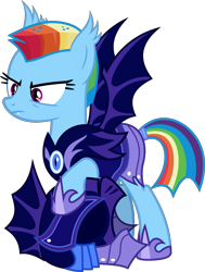 Size: 4544x6000 | Tagged: safe, artist:magister39, rainbow dash, bat pony, pony, the cutie re-mark, absurd resolution, alternate hairstyle, alternate timeline, armor, bat ponified, ear tufts, female, helmet, mare, mohawk, night guard, night guard dash, nightmare takeover timeline, race swap, rainbowbat, short hair, simple background, solo, transparent background, vector