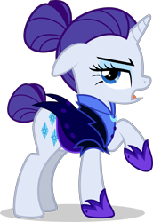 Size: 3447x5000 | Tagged: safe, artist:xebck, rarity, pony, unicorn, the cutie re-mark, absurd resolution, alternate hairstyle, alternate timeline, clothes, night maid rarity, nightmare takeover timeline, open mouth, raised hoof, simple background, solo, transparent background, vector