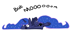 Size: 1766x824 | Tagged: safe, artist:kittycatskindemon666, princess luna, alicorn, pony, prone, simple background, solo, yelling