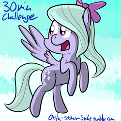 Size: 1000x1000 | Tagged: safe, artist:stoner-spike, flitter, pegasus, pony, 30 minute art challenge, female, hair bow, mare, smiling, wings