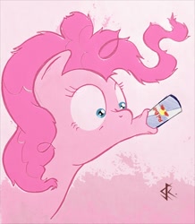 Size: 550x630 | Tagged: safe, artist:amehdaus, pinkie pie, earth pony, pony, abstract background, doom, drinking, energy drink, female, mare, red bull, solo, this will end in tears, this will end in tears and/or death, this will end in wings, xk-class end-of-the-world scenario
