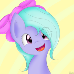 Size: 1700x1700 | Tagged: safe, artist:freefraq, flitter, pegasus, pony, female, hair bow, mare, smiling, tumblr, wings