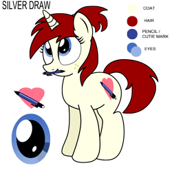 Size: 3000x3000 | Tagged: safe, artist:an-tonio, artist:pananovich, oc, oc only, oc:silver draw, pony, unicorn, cutie mark, freckles, reference sheet, solo