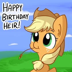 Size: 720x720 | Tagged: safe, artist:tjpones, applejack, earth pony, pony, congratulations, cute, straw