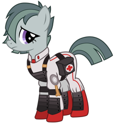 Size: 2240x2400 | Tagged: safe, artist:cheezedoodle96, marble pie, earth pony, pony, the cutie re-mark, .svg available, alternate hairstyle, alternate timeline, clothes, crystal war timeline, female, first aid kit, hair over one eye, healer, hooves, mare, medic, medical saddlebag, saddle bag, simple background, solo, speculation, svg, team fortress 2, transparent background, vector