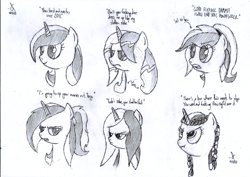 Size: 3507x2481 | Tagged: safe, artist:bamthand, oc, oc only, oc:olive martini, pony, unicorn, annoyed, mane styling, traditional art, vulgar