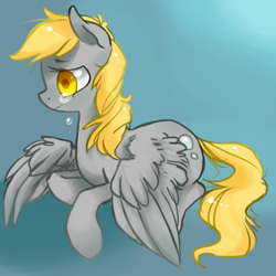 Size: 800x800 | Tagged: safe, artist:xarakayx, derpy hooves, pegasus, pony, colored pupils, crying, female, flying, gradient background, mare, sad, solo, wavy mouth