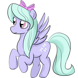 Size: 1024x1024 | Tagged: safe, artist:jellielucy, flitter, pegasus, pony, bow, female, mare, simple background, smiling, solo, spread wings, transparent background, wings