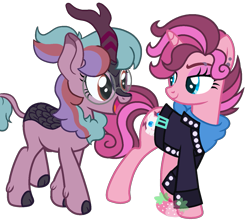 Size: 951x841 | Tagged: safe, artist:moonlightdisney5, artist:strawberry-spritz, derpibooru import, oc, oc:rainy days, oc:skyla, kirin, unicorn, collaboration, base used, glasses, piercing, punk