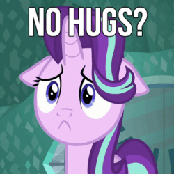 Size: 461x461 | Tagged: safe, edit, screencap, starlight glimmer, pony, unicorn, :<, bronybait, floppy ears, hug request, image macro, meme, sadface glimmer, sadlight glimmer, text