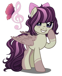 Size: 1300x1600 | Tagged: safe, artist:gihhbloonde, derpibooru import, oc, pegasus, pony, base used, bow, female, hair bow, magical lesbian spawn, mare, offspring, parent:fluttershy, parent:octavia melody, parents:fluttertavia, simple background, solo, transparent background