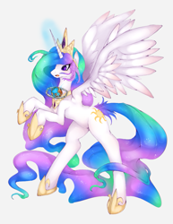 Size: 773x1000 | Tagged: dead source, safe, artist:slugbox, princess celestia, alicorn, pony, crossover, female, magic, mare, matrix of leadership, rearing, simple background, solo, transformers, white background