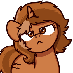 Size: 1000x1000 | Tagged: safe, artist:sugar morning, derpibooru import, oc, oc only, oc:sign, pony, unicorn, :<, female, freckles, looking at you, simple background, solo, sugar morning's smiling ponies, transparent background, unamused