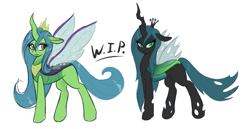 Size: 1227x635 | Tagged: safe, artist:ambris, queen chrysalis, changedling, changeling, changeling queen, to where and back again, purified chrysalis, reformed