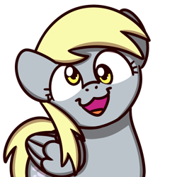 Size: 1000x1000 | Tagged: safe, artist:sugar morning, derpibooru import, part of a set, derpy hooves, pegasus, pony, bust, cat face, cat smile, cute, derpabetes, female, looking at you, mare, open mouth, simple background, smiling, solo, sugar morning's smiling ponies, transparent background