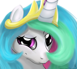 Size: 1000x900 | Tagged: safe, artist:sonicrainboom93, princess celestia, alicorn, pony, close-up, female, looking at you, mare, smiling, smirk, solo