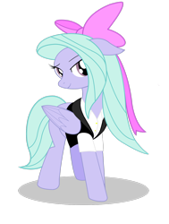 Size: 1600x2112 | Tagged: safe, artist:bludraconoid, flitter, bedroom eyes, clothes, cute, looking at you, ribbon, simple background, smiling, solo, student, transparent background, vest