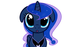 Size: 1767x1145 | Tagged: safe, artist:elementalokami, princess luna, alicorn, pony, cute, female, floppy ears, looking at you, lunabetes, mare, missing accessory, simple background, transparent background