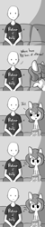 Size: 713x3565 | Tagged: safe, artist:tjpones, oc, oc only, oc:brownie bun, oc:richard, human, horse wife, :, :t, bald, clothes, comic, crackers, descriptive noise, dialogue, eating, food, grayscale, meme, monochrome, munching, shirt, sofa, stare