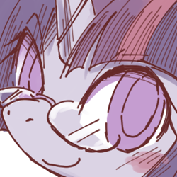 Size: 300x300 | Tagged: safe, artist:kolshica, twilight sparkle, avatar, close-up, glasses, solo