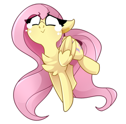 Size: 2801x2746 | Tagged: safe, artist:nekosnicker, derpibooru import, fluttershy, pegasus, pony, :>, chest fluff, cute, female, floppy ears, folded wings, high res, mare, shyabetes, simple background, solo, three quarter view, transparent background, wings