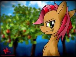 Size: 1024x768 | Tagged: safe, artist:unitoone, babs seed, earth pony, pony, chest fluff, female, filly, solo