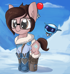 Size: 1280x1353 | Tagged: safe, artist:tjpones, pony, adorkable, clothes, cute, dork, female, glasses, mare, mei, overwatch, ponified, snow