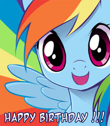 Size: 723x823 | Tagged: safe, artist:nekoshiei, rainbow dash, pegasus, pony, birthday, cute, dashabetes, female, happy birthday, mare, solo