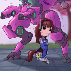 Size: 1280x1280 | Tagged: safe, artist:tjpones, clothes, cute, d.va, mech, mecha, overwatch, ponified, solo