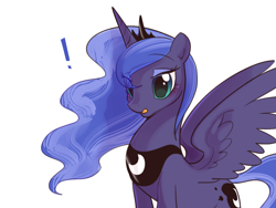 Size: 1024x768 | Tagged: safe, artist:haden-2375, princess luna, alicorn, pony, cute, exclamation point, female, lunabetes, mare, open mouth, reaction image, simple background, solo