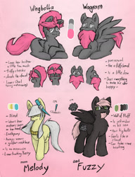 Size: 1280x1668 | Tagged: safe, artist:the-wag, oc, oc only, oc:fuzzy, oc:melody, oc:wagram, oc:wingbella, beard, blind, cute, family, reference sheet