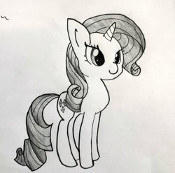 Size: 1069x1062 | Tagged: safe, artist:tjpones, rarity, pony, unicorn, monochrome, simple background, solo, traditional art, white background