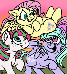 Size: 852x937 | Tagged: safe, artist:minty-magic, blossomforth, flitter, fluttershy, pegasus, pony, female, mare