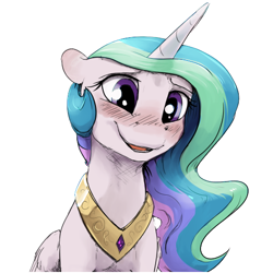 Size: 512x512 | Tagged: safe, artist:silfoe, princess celestia, alicorn, pony, blushing, cute, cutelestia, daaaaaaaaaaaw, female, horn, mare, royal sketchbook, simple background, smiling, solo, transparent background, wings