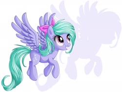 Size: 3000x2250 | Tagged: safe, artist:vird-gi, flitter, pegasus, female, flying, hair bow, solo, spread wings