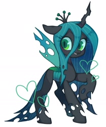 Size: 1499x1790 | Tagged: safe, artist:ikirunosindo, queen chrysalis, changeling, changeling queen, cute, cutealis, female, heart, horn, looking at you, simple background, slit eyes, solo, white background, wings