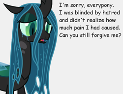 Size: 656x500 | Tagged: safe, edit, queen chrysalis, changeling, changeling queen, alternate ending, alternate scenario, begging, crying, cute, cutealis, dialogue, female, folded wings, former queen chrysalis, frown, good end, redemption, reformed, regret, sad, simple background, solo, teary eyes, text, vector, vector edit, what if, white background