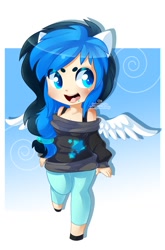 Size: 726x1100 | Tagged: safe, artist:xnightmelody, oc, oc only, oc:melody breeze, human, eared humanization, humanized, humanized oc, light skin, solo, winged humanization