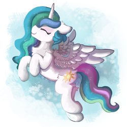 Size: 1280x1280 | Tagged: safe, artist:saxopi, princess celestia, alicorn, pony, cute, cutelestia, eyes closed, female, flying, mare, solo