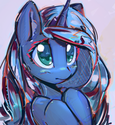 Size: 2800x3062 | Tagged: safe, artist:mirroredsea, princess luna, alicorn, pony, colored sketch, cute, female, lunabetes, mare, s1 luna, solo