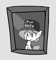 Size: 184x195 | Tagged: safe, artist:tjpones, edit, oc, oc only, oc:brownie bun, hat, monochrome, picture frame, top gun