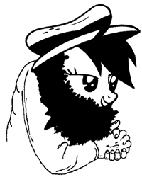 Size: 442x552 | Tagged: safe, daring do, anthro, antisemitism, daring jew, jew, le happy merchant, monochrome, parody, solo