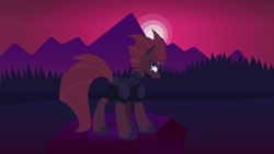 Size: 1920x1080 | Tagged: safe, artist:lost_memory, derpibooru exclusive, derpibooru import, tempest shadow, .svg available, illustrator, kurzgesagt, lineless, modern art, solo, sunset, svg, twilight (astronomy), vector, wallpaper