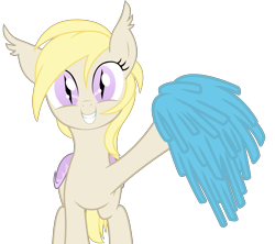 Size: 5000x4439 | Tagged: safe, artist:stoic5, oc, oc only, oc:pom pom, bat pony, pony, /mlp/, absurd resolution, blind, cheerleader, female, happy, looking at you, mare, pom pom, smiling, solo, vector