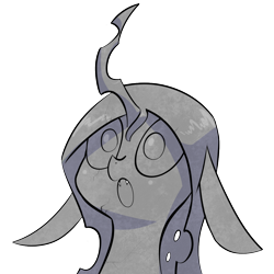 Size: 1200x1200 | Tagged: safe, artist:underpable, derpibooru import, queen chrysalis, changeling, changeling queen, the ending of the end, :o, fangs, female, floppy ears, no pupils, open mouth, petrification, simple background, solo, statue, surprised, transparent background, turned to stone, wide eyes