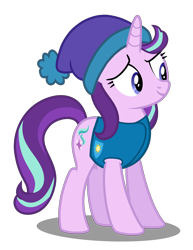 Size: 2700x3500 | Tagged: safe, artist:mundschenk85, artist:parclytaxel, starlight glimmer, pony, unicorn, clothes, female, hat, mare, simple background, smiling, solo, transparent background, vector, winter outfit