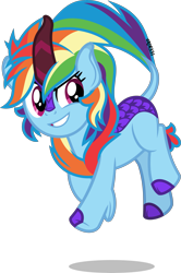 Size: 3325x5000 | Tagged: safe, artist:orin331, rainbow dash, kirin, sounds of silence, absurd resolution, female, kirin-ified, leg fluff, simple background, solo, species swap, story in the comments, teeth, transparent background, updated