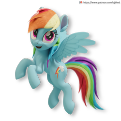 Size: 2176x2176 | Tagged: safe, alternate version, artist:therealdjthed, rainbow dash, pegasus, pony, 3d, 3d model, blender, cute, cycles, cycles render, female, flying, mare, model:djthed, patreon, patreon logo, simple background, solo, transparent background, wings